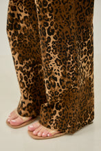 Brown Leopard Rhinestone High Waisted Straight Leg Jeans
