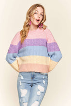 Multi Color Mock Neck Rib Sweater