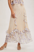 Pink Combo Floral Trimmed Maxi Lace skirt