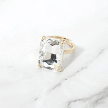 Opal Pink Bold Emerald Cut Stone Cluster Accent Adjustable Ring