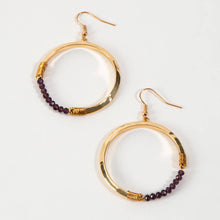 Haven Purple Glass Beaded Gold Hoop Drop Earring