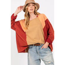Toast Mineral Wash Color Block Sage+Fig Top