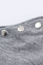 Grey Studded Long Sleeve Off Shoulder Top