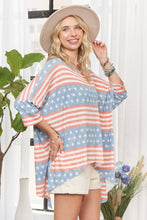 Denim American Flag Thermal Flare Top