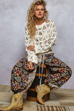 Ivory Round neck long sleeve solid crochet POL top