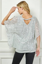 Silver Moonlight Hologram Sequin Layered Poncho Blouse