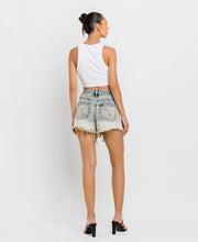 Cement Super High Rise Distressed Vervet Shorts