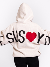 Kingdom Essential Patchwork Hoodie - Jesus Loves You Oatmeal Heather: Jesus Loves You - Oatmeal Heather / XS