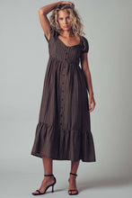 Brown Multi Check Puff Sleeve Smocked Midi Urban Daizy Dress