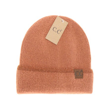 Ivory Soft Feather Yarn Striped Cuff C.C Beanie