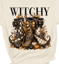 Natural Witchy Boots Blingy Rhinestone Graphic Fall Tee