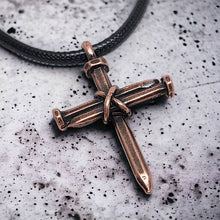 Antique Nail Cross Necklace in Copper
