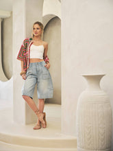 Cargo Denim Knee Length Shorts LT WASH