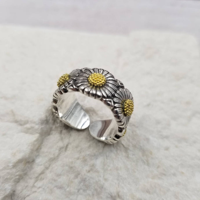 Sterling Silver Bronze Daisy Chain Ring