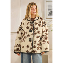 Ecru Oversized Floral Front Button Metal Clasps Oli+Hali Jacket
