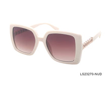 Nude Square Sunglasses with Chain Metal & Brown lens