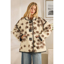 Ecru Oversized Floral Front Button Metal Clasps Oli+Hali Jacket