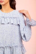 Lavender Floral Print Ruffle Blouse