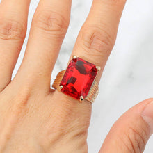Black Emerald Cut Stone Adjustable Ring