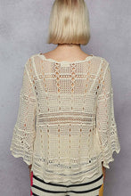 Natural Round neck long sleeve crochet loop patterns regular fit POL top