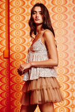 Champagne Lace Trimmed Sequins Cami Bucketlist Top