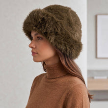 Taupe Fuzzy Plush Faux Fur Winter Cossack Hat