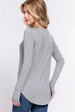 Heather Grey Long Sleeve Round Neck Rayon Spandex Jersey Top