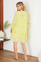 Bright Yellow Light Weight Cotton Knee Length Tiered Venti Dress