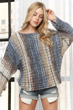 Navy Multi Boat Neck Multi Stripe Sweater
