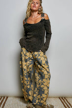Stone Black Vintage Washing Solid Buckle Open Shoulder Knit Thermal POL Top