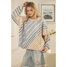 Light Taupe Cloud Washed Stripes Raw Edge Oli+Hali Pullover