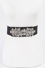 Black Stone Flower Elastic Belt