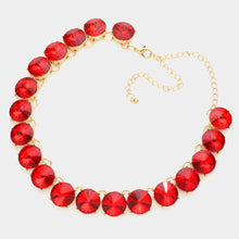 Peach Rose Gold Round Stone Link Evening Necklace