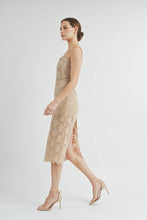 Nude Corset Lace Bustier Midi Dress