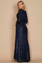 Black Long Sleeve Sequin Formal Hand Beaded Dress