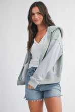 Blue Striped Zip Hoodie