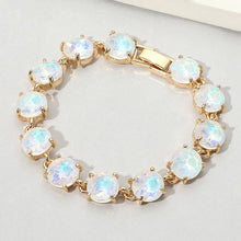 Red American USA Round Stone Link Evening Bracelet
