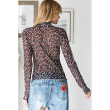 Black Floral Mesh Merrow Hem Knit Oli+Hali Top
