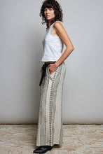 Black Striped Textured Fabric Crafted Waistband Wide-Leg Pants