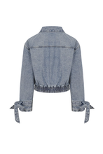 Med Blue The Boundless Oversized Ribbon Detail Denim Jacket