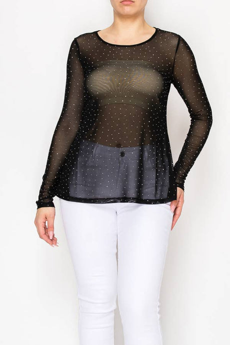 Black Long Sleeve Mesh top