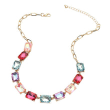 Multi Cushion Rectangular Stone Cluster Link Evening Necklace