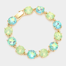 Silver American USA Round Stone Link Evening Bracelet