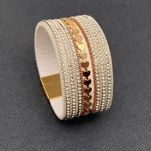 Black Sparkling Rhinestone Leather Magnetic Clasp Bracelet