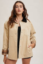 Beige Corduroy Button Down Barn Coat
