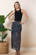 Brown Teal Paisley Lined Mesh Skirt