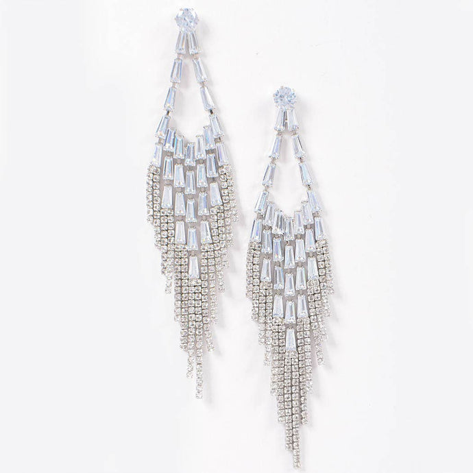 Silver Stone Fringe Earrings