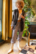 Black Grey Oversized Balloon Sleeve Sequin Pol Shirt 9/12/23 6980