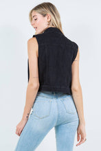 Black Embellished Pearl Beaded Denim Vest