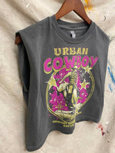 Faded Black Urban Cowboy Honky Tonk Bash Boxy Midriff Muscle top